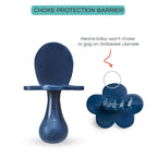 Grabease Baby Feeding Utensils Set - Infant and Baby Fork and Spoon for Ages 1-11 Months, BPAs and Phthalate-Free Cutlery, Plastic, 1 Set, Navy