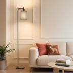 Floor Lamp with Linen Shade, Dimmable Tall Standing Lamp with Remote Control & 3 Color Temperatures, Modern Floor Lamps for Living Room Bedroom Office Corner, 9W LED Bulb Included