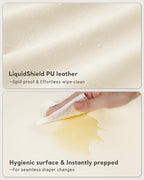 Vegan Leather Waterproof Baby Changing Pad - Wipeable, Extra Thick & Portable & Non-Slip Diaper Mat for Dresser, Crib, Travel | Soft & Safe (White)