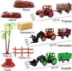 Kimicare 3 Pack Farm Toy Tractor with 40pcs Plastic Farm Animals Figurines and Fence Farm Playset, Farm Figures Farmer Vehicle Toy Truck with Trailer for 3-12 Years Old Kids Boys Girls Toddlers