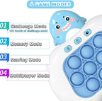Fast Push Pop Game It Fidget Toys Pro for Kids Adults, Handheld Game Machine, Squeeze Poppet Sensory Electric Quick Push Bubble Toy, Birthday Gifts for Boys Girls Teens （Shark）