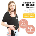 Acrabros Baby Wrap Carrier,Hands Free Baby Carrier Sling,Lightweight,Breathable,Softness,Perfect for Newborn Infants and Babies Shower Gift,Black