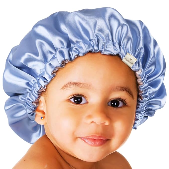 YANIBEST Baby Satin Bonnet Sleep Cap - Double Layer Reversible Adjustable Silky Satin Cap for Infant Toddler(6-36Months,Sky Blue)