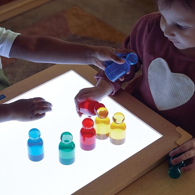 Kaplan Early Learning Light and Color People Set - 8 Pieces, Translucent Manipulatives, Block Play Figures, Light Table Accessories for Toddlers Ages 18+ Months