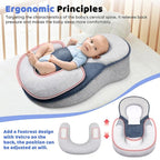 Baby Lounger Pillow, Adjustable Strap Incline Cushion for Breastfeeding & Bottle Time for Tummy Play