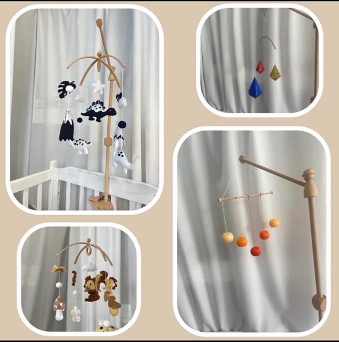 Wooden Baby Crib Mobile Arm, 31 Inch, Solid Beech Wood, 360° Rotatable, Whale Design, Adjustable, Anti-Slip, Mobile Hanger for Crib, Nursery Decor for Boys & Girls, Gift Accessories