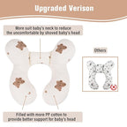 vocheer Baby Neck Pillow(Upgraded), Cotton, Baby Support Pillow, Car Seat Pillows for Newborn, Carseat Head and Body Support, Infant Travel Pillows for Prams, Pushchair, Stroller, Bouncer, Bears