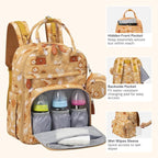 BabbleRoo Diaper Bag Backpack - Baby Essentials Travel Tote - Multi Function Water Resistant Diaper Bag, Travel Essentials Baby Bag with Changing Pad, Stroller Straps & Pacifier Case - Unisex, Safari