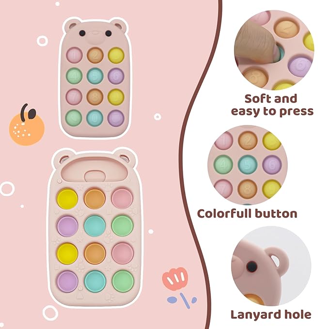 High Chair Suction Toys Baby Teething Chew - Baby Teething Toys Silicone Teethers Table Toys, Food Grade Silicon for 6 12 18 Months (BeigeRPink)