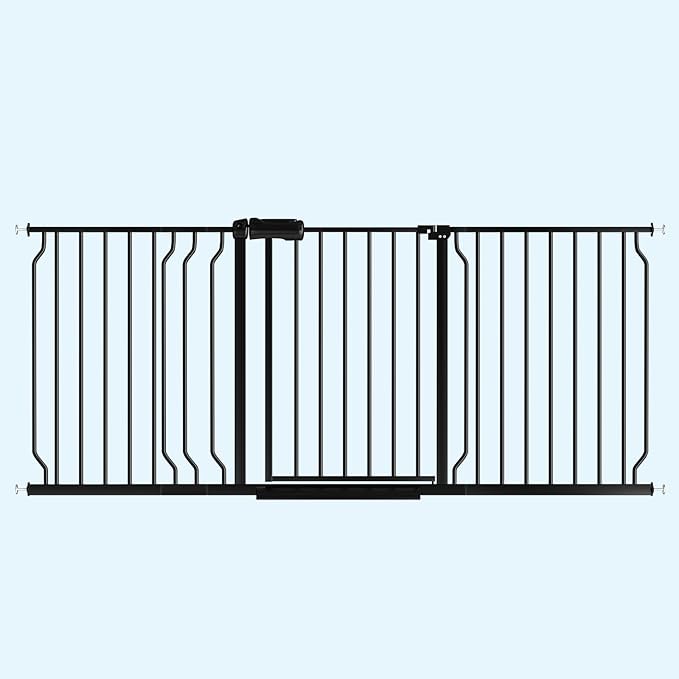 WAOWAO Baby Gate 62.20-71.26" Extra Wide Pressure Mounted Walk Through Swing Auto Close Safety Black Metal Toddler Kids Child Dog Pet Puppy for Stairs,Doorways,Kitchen