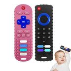 YAPROMO Baby Teething Toys,Reomte Teether Toys, Silicone Chew Toy for Babies 18+ Months, Remote Control Shape Teething Toys, Early Educational Toy BPA Free & Refrigerator Safe (Black02 & Pink01)