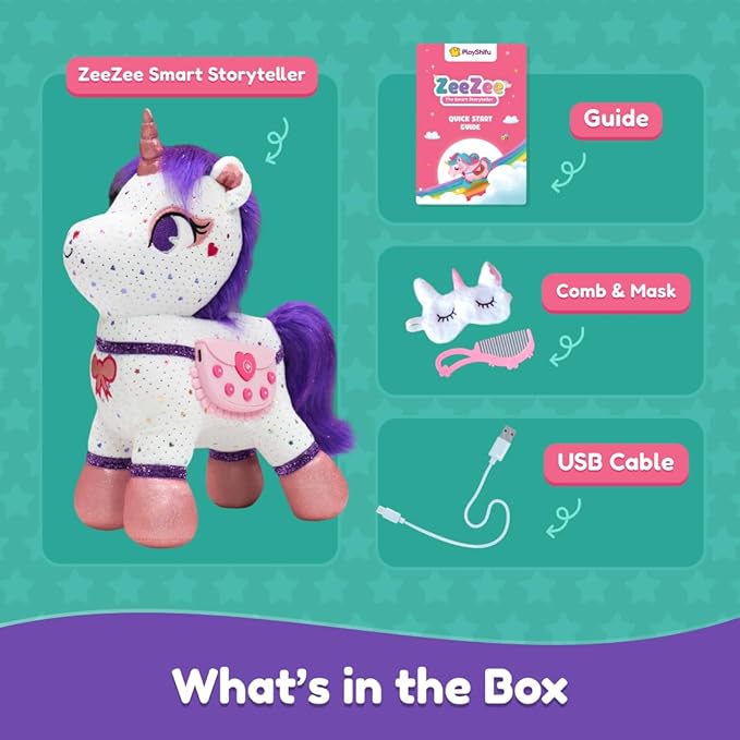 PlayShifu Smart Talking Plush Toy for Kids – ZeeZee Unicorn Doll | Interactive Singing & Storytelling Soft Toy | Bluetooth Play | Gift for Girls & Boys Ages 3–6 | Unicorn Gifts