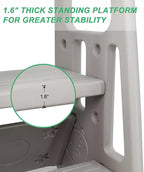 Nursery Kitchen Step Stool w/ 3 Adjustable Heights Toddler Standing Tower Kids Learning Stool w/Double Safety Rails & Non-Slip Foot Pads Cooking Stool Stand Helper Bathroom Counter Footstool (Grey)