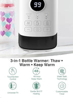 MOMYEASY Bottle Warmer, Fast Baby Bottle Warmer for All Bottles, Milk Warmer with Accurate Display Timer, Temperature Control and Auto Shutoff, Bottle Warmers for Breastmilk & Formula