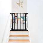 Baby Safety Gate for Stairs 29-33 Inch Wide, Safety House Gate for Baby Pet Gate with Door Pressure Mounting Gates for Kids Toddler Dogs Indoor Stairway Doorway Black (30.5'' Tall)