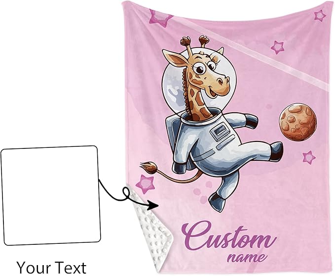 Personalized Baby Crib Bedding Set – Deer Astronaut Pattern Nursery Bedding Sets 3 Piece with Custom Name Blanket, Fitted Crib Sheet & Changing Pad Cover – Ideal Newborn Gift for Girls