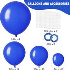 RUBFAC 129pcs Royal Blue Balloons Different Sizes 18 12 10 5 Inch, Blue Balloon Arch Kit Garland for Birthday Party Graduation Baby Shower Baseball Nautical Party Decoration