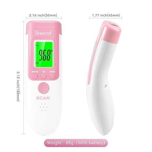 Digital Non-Contact Infrared Forehead Thermometer for Adults, Kids, and Baby, 3-in-1 Medical Grade Thermometer with Fever Indicator, Instant Reading, Backlit LCD Display