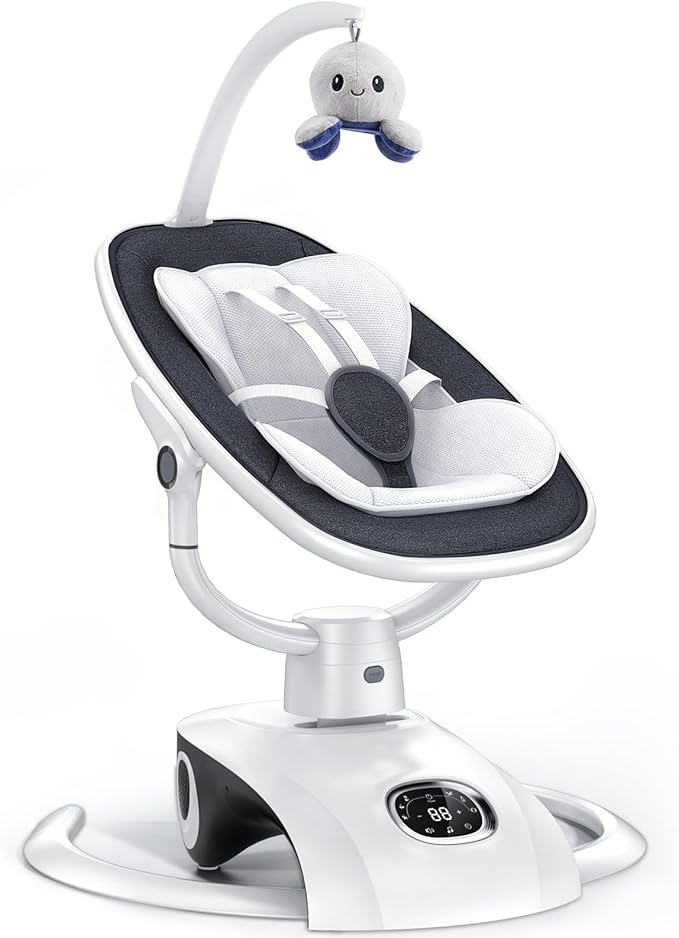 Electric Baby Swing for Infants 6 Motion Automatic Newborn Baby Rockers for Girl & Boy with Remote Control, 5 Speed, 13 Melodies, Dark Gray