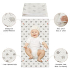 Vegan Leather Baby Changing Mat - Wipeable Portable Changing Pad 2 Pack, Foldable Travel Changing Mat for Baby, Newborns Toddlers Shower Gifts (Rainbow&Elephant,15.75"*28")