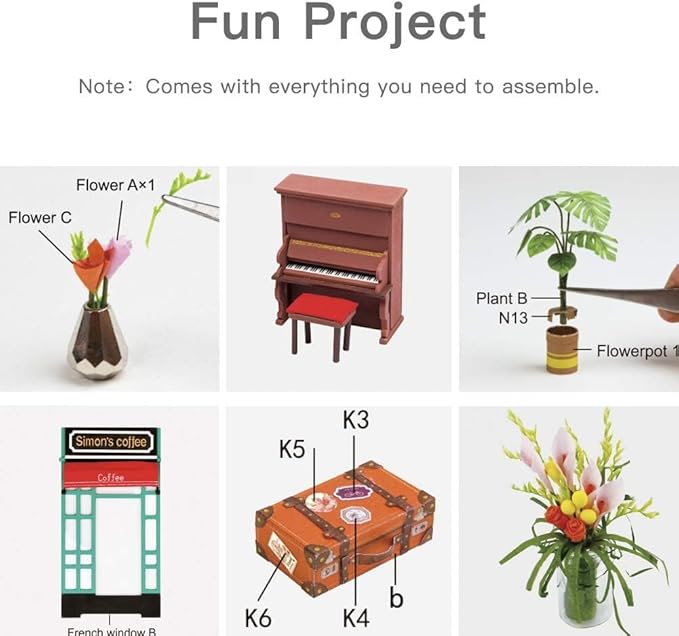 Rolife DIY Miniature Cafe House Kit for Adults to Build, Tiny House Making Kit with Furniture, Halloween/Christmas Decorations/Gifts