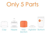 PopYum 9 oz Orange Anti-Colic Formula Making/Mixing/Dispenser Baby Bottle with #2 Medium Flow Nipple, 260 ml, BPA-Free, Natural Latch