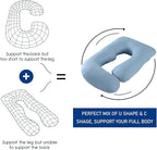 Pregnancy Pillows for Sleeping, U Shaped Full Body Maternity Pillow with Removable Cover, Support for Back, Legs, Belly, HIPS - Cooling Cover(Blue)