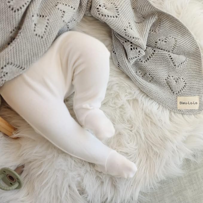 Heirloom Knit Heart Receiving Unisex Blanket for Boys - 100% Luxury Cotton Baby Blanket - Soft Warm Swaddle Crib Receiving Blanket for Newborns Infants & Toddlers (Denim Blue)