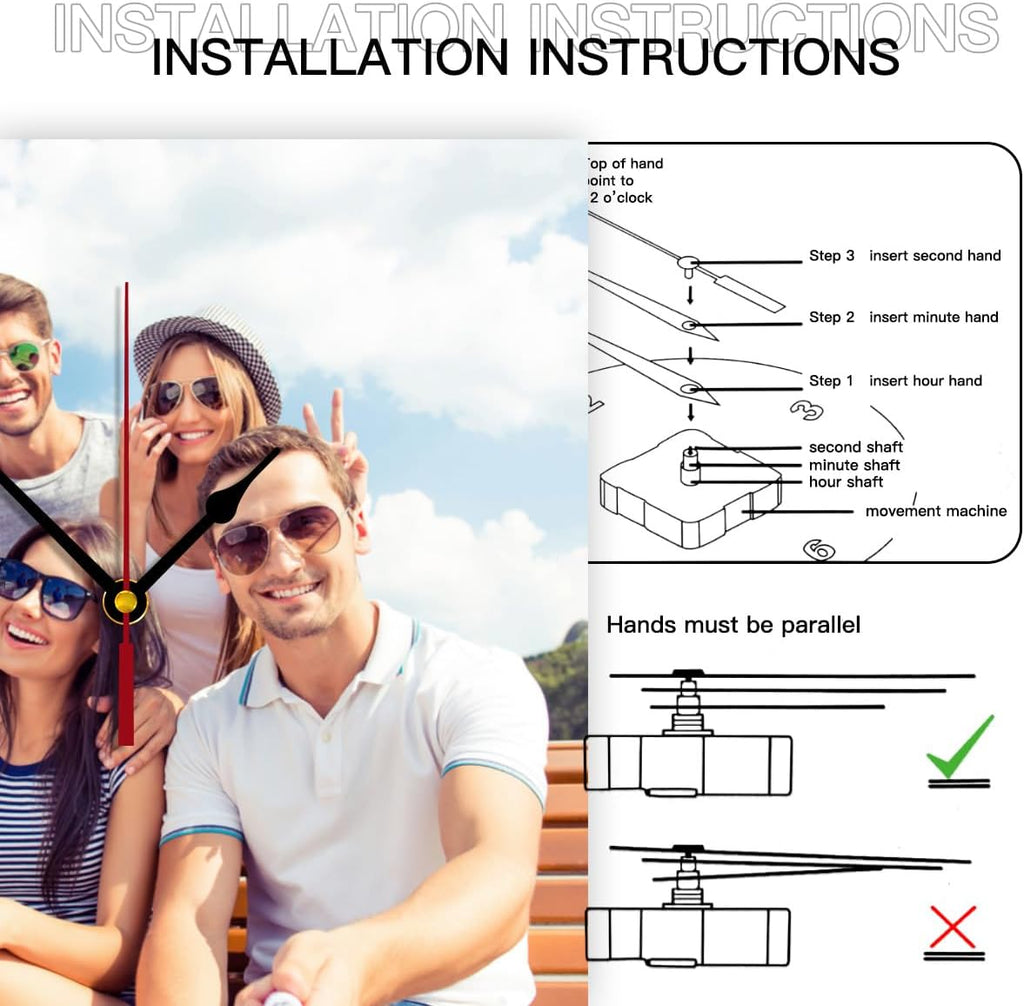 Custom Clocks for Walls Personalized Clocks with Photo Text Logo Customize Gifts for Kitchen Bathroom Home Creative