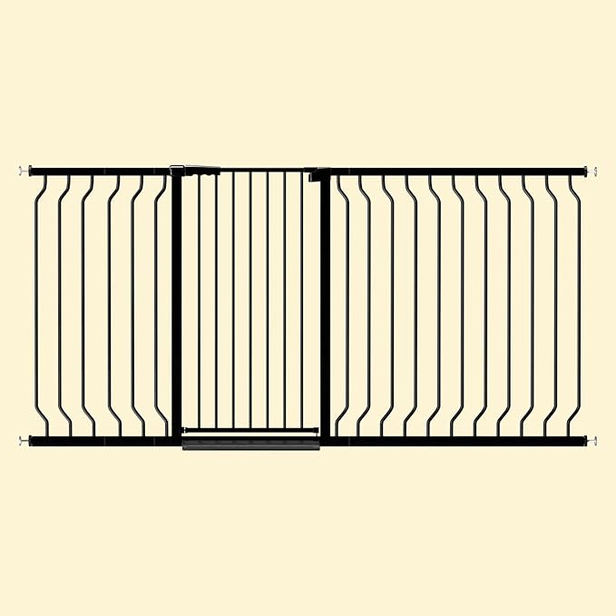 ALLAIBB Black 40.55" Extra Tall Wide 57.48-73.62" Baby Gate Pressure Mounted Walk Through Child Kids Safety Toddler Tension Pet Dog Gates with Extension for Doorways Kitchen