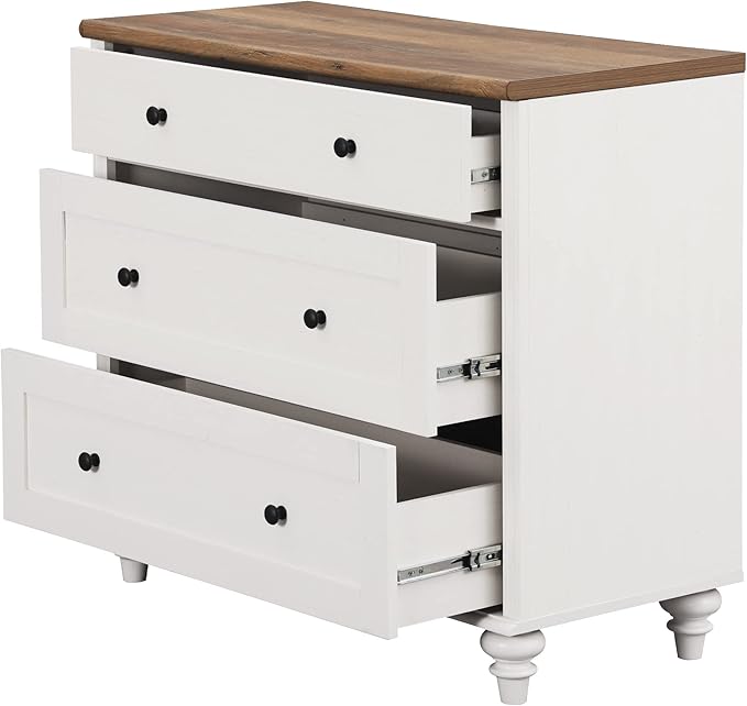 WAMPAT White Dresser for Bedroom with 6 Drawers, Wood Dressers with Wide Chest of Drawers, Mid Century Modern Wooden Closet Storage Organizer, Large Kids Dressers for Nursery, Living Room, Hallway