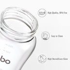YOHKOH Natural Glass Baby Bottle with Natural Response Nipple, Newborn Anti-Colic Baby Bottles, Wide Neck Mushroom Cap Baby Bottle, Clear (8.8oz (Pack of 2), Multicolour)