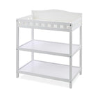 Badger Basket Baby Changing Table with Pad & Shelves - Wooden Changing Table with Storage - Nursery Change Table for Diapers & Baby Essentials, White
