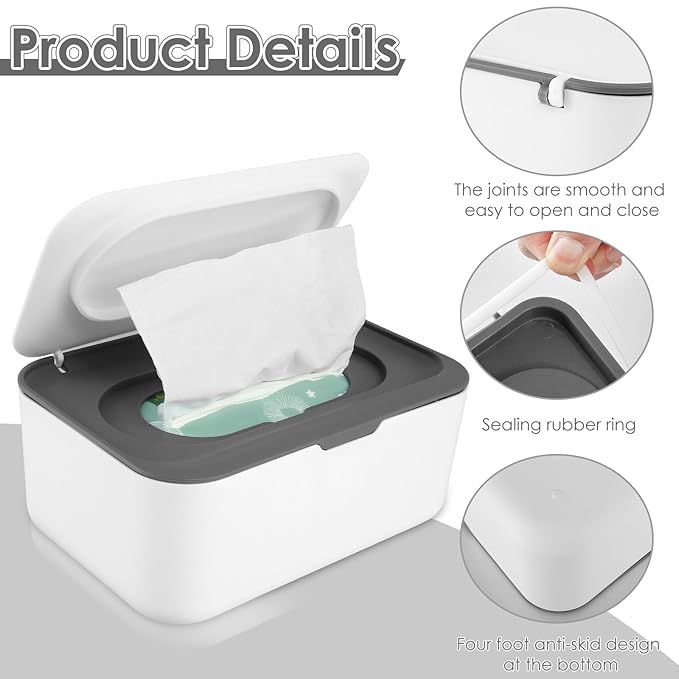 2Pack Wipes Box Dispenser Baby Wipe Container Wipe Dispenser For Bathroom Sealing Design Keeps Fresh Easy Open Dustproof Wet Tissue For Home