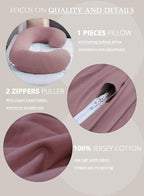 INSEN Cooling Pregnancy Pillow, Maternity Pillow with Soft Cotton Cover, C Shaped for Pregnant Sleeping (Cooling Cotton-Pink)