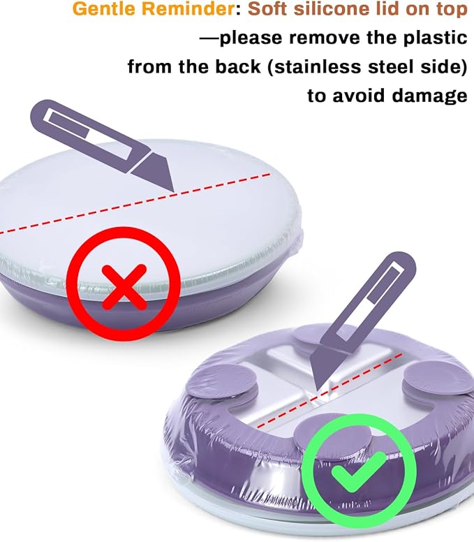 Stainless Steel Toddler Suction Plate with Lid, Deeper 9" Divided Plates with Removable Silicone Sleeves for Kids, Non Toxic & BPA Free | Unbreakable Baby Snack Dishes Set of 2, Blue & Sage