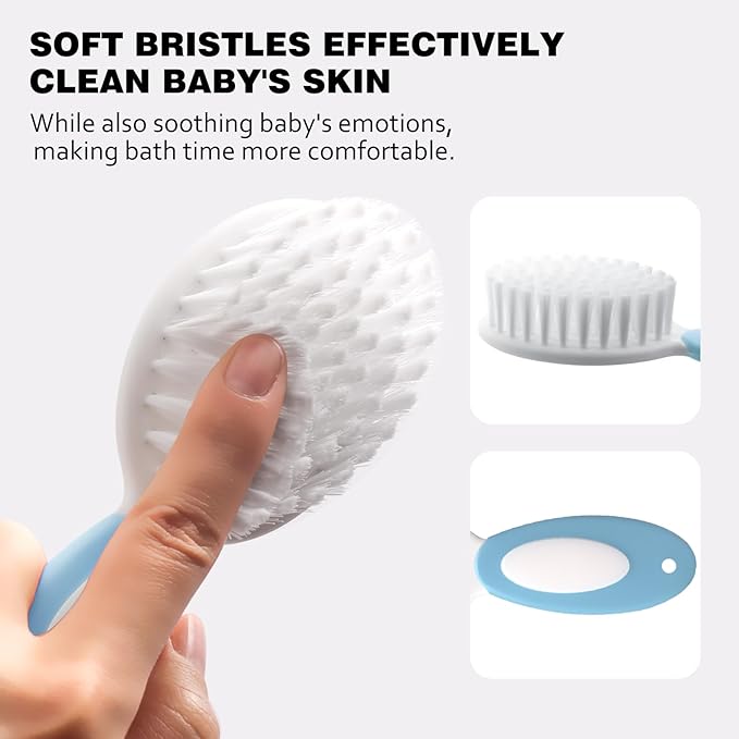 Baby Grooming Kit,Baby Health Care Kit,Baby Brush Soft Bristles 5 pcs Baby Nail Kit Nursery Care Kit Baby Hair Brush Hair Comb Nail Kit Safety Cutter Nail Clipper Set Blue