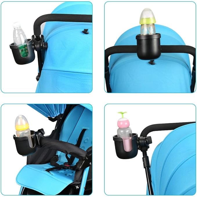 Accmor Stroller Cup Holder, Universal Cup Holder, Bike Cup Holder, 360° Rotatable Large Caliber Drinks Holder for Stroller, Bike, Wheelchair, Walker, Black