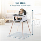 3 in 1 Baby High Chair,Adjustable Convertible Baby High Chairs for Babies and Toddlers,Black