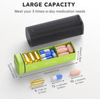 Weekly Pill Organizer 3X a Day, Detachable Pill Box 7 Day, Large 3 Times Daily Pill Case, Travel Pill Container Holder, Week Medication Dispenser Pillbox for Vitamin Supplement Medicine, Green