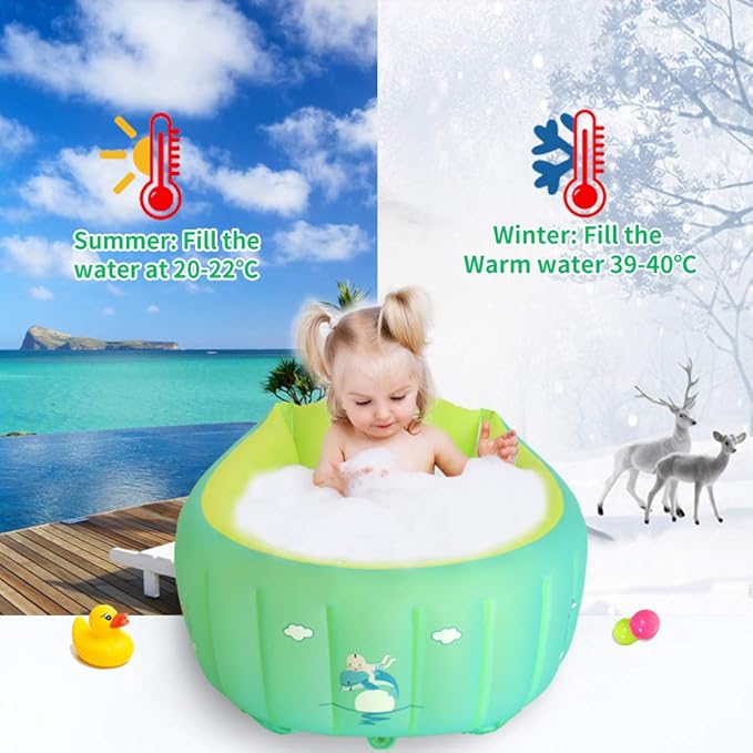 | Inflatable Baby Bathtub,Newborn Bathtub Seat for Infant,Non-Slip Baby Pool for Sitting up,Foldable Toddler Tub Shower,Portable Travel Bath for Kids 0-6 Year