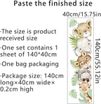 55.1 x 15.7 Inch Watercolor Jungle Animal Wall Decals - Forest Animal Sticker With Elephant, Tiger, Giraffe for Baby Nursery, Playroom, Bedroom, Classroom, Kindergarten Decor