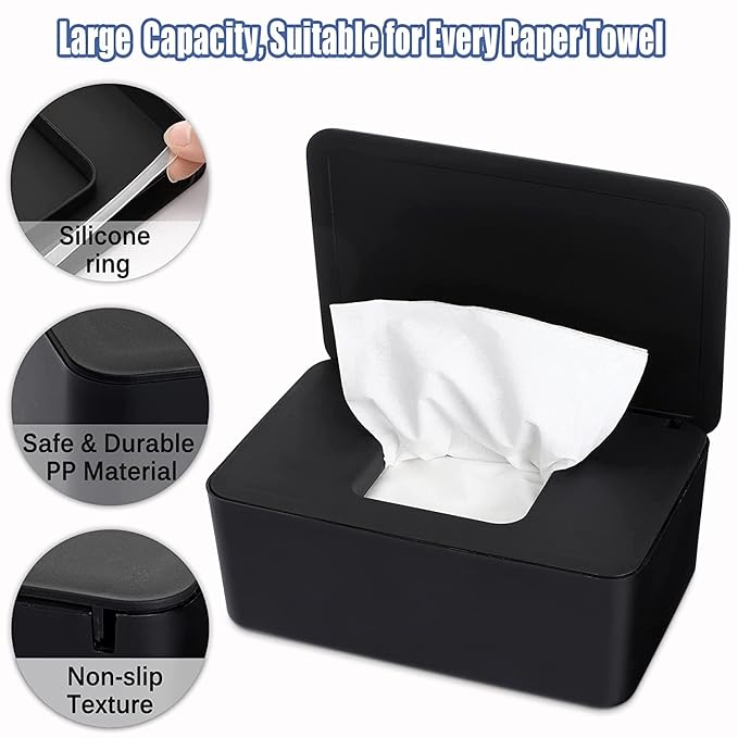 NOVWANG Baby Wipes Dispenser 3 Pack Wipe Holder with Lids, Keeps Wipes Fresh, Refillable Wipes Container with Sealing Design, Bathroom Tissues Wipes Case Box