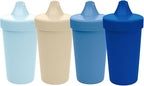 Re-Play Sippy Cups for Toddlers - 10 Oz. Reusable Spill Proof Cups for Kids, Dishwasher/Microwave Safe - Made in USA - Set of 4-3.13" x 6.25" - Cool Blues