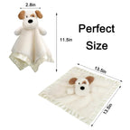 Dog Security Blanket Soft Lovey Baby Stuffed Animal with Satin Backing for Toddler Infant Newborn Boys and Girls, Lovely Unisex Puppy Snuggle Toy, Brown 13.5 Inch