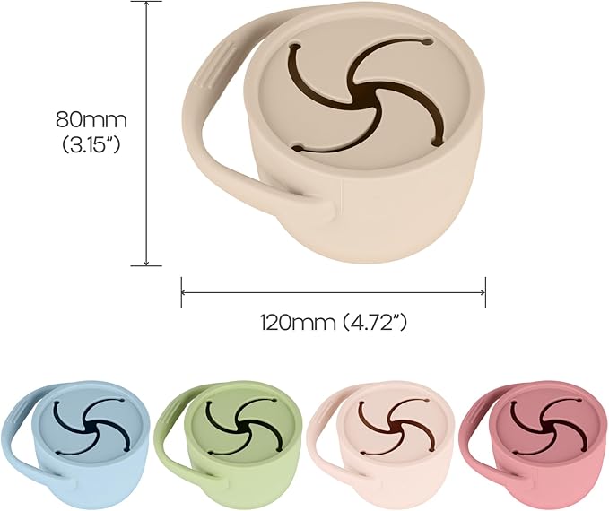 Silicone Snack Cups for Toddlers, Snack Containers with Lids, Foldable Baby Food Catcher with Holders and Dustproof Lid, 2 Pack (Color 3)