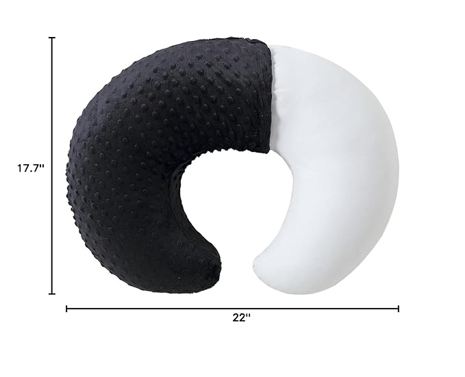 Baby Nursing Pillow and Body Positioner with Premium Slipcover for Breastfeeding for Baby Boys and Girls, Feeding Pillow with Breathable Comfortable Pillowcase (Black)