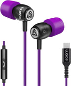 LUDOS Clamor USB C Headphones for iPhone 16 15 Pro Max Plus iPad Pro, 5 Years Warranty, USB-C Earbuds for Samsung Galaxy S24 S23 Ultra S22 S21 FE S20 A55 A54 A53, USB Type C Earphones - Purple