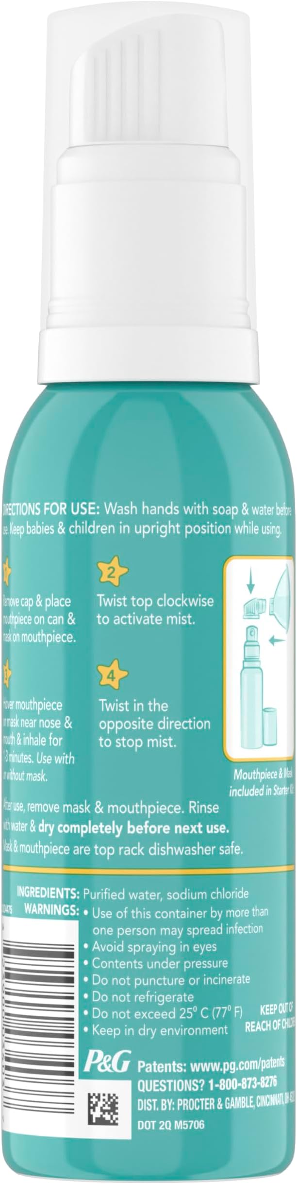 Vicks Sinex Kids Saline Easy Mist Refill, Drug Free Saline, Ages 1 Month+, Gently Clears and Soothes Everyday Stuffy Noses, Safe for Daily Use, 1.7 OZ