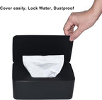 Diaper Wipes Dispenser, Tissue Storage Box Case, Wet Wipe Dispenser Holder with Lid for Home, Office, Cars (Black)